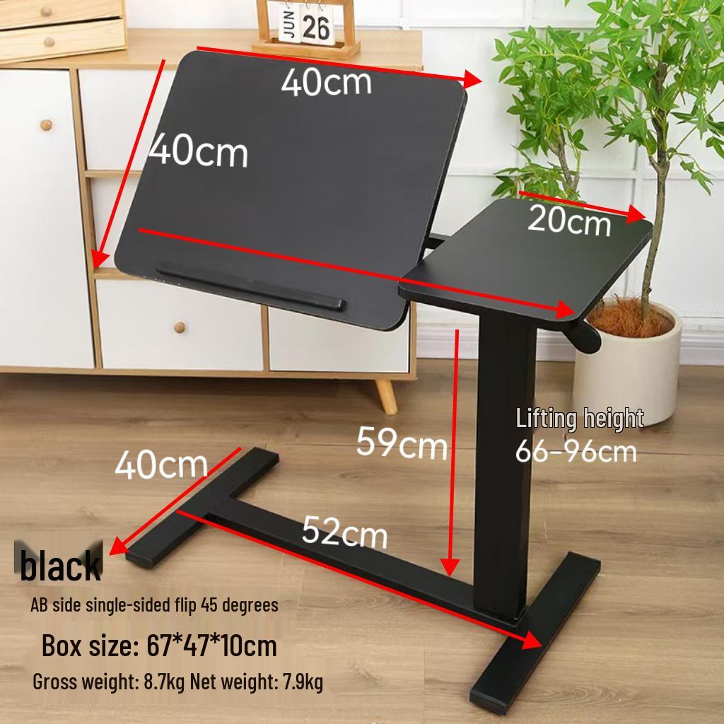 Adjustable Double-Sided Folding Bedside Table with Pneumatic Lift for Sofa or Office Use