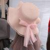 Spring Summer Lace Pearls Straw Hat French Style Women's Sun Hat Bow Ribbon Straw Hat  Girls