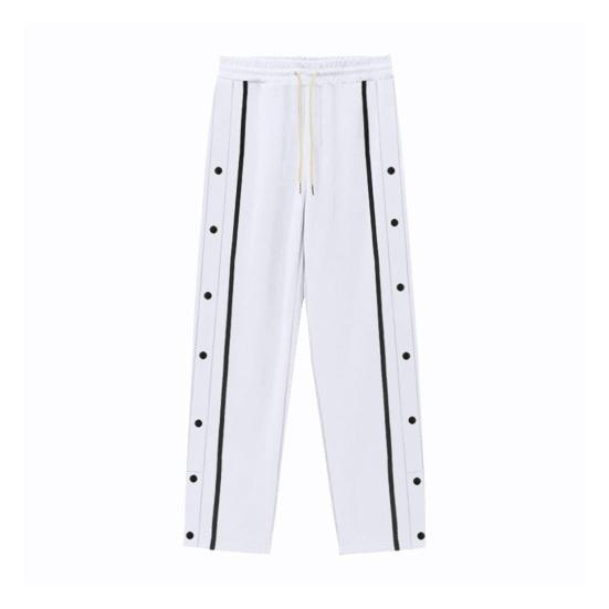 Men Casual Pants Loose Side Pockets Drawstring Elastic Waist Side Button Closure Plus Size Solid Color Gym Traning Beach Sweatpants Long Trousers
