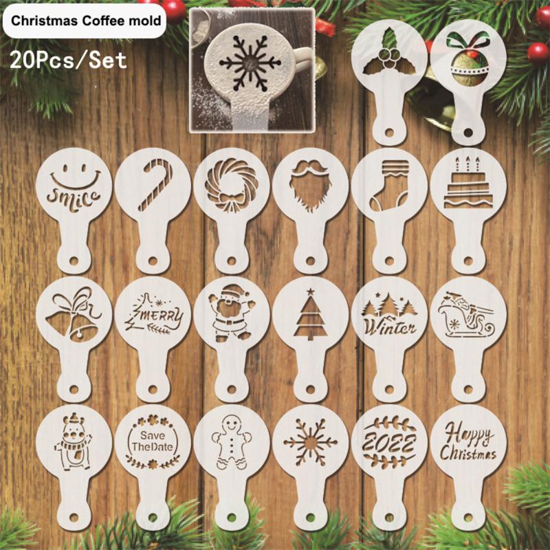 2022 Christmas Blend Buy 20 Pcs 2022 European And American Christmas Coffee Mold Fancy Powder  Spreading Mat Milk Tea Diy Reusable Coffee Flower Mold At Affordable Prices  — Free Shipping, Real Reviews With Photos — Joom