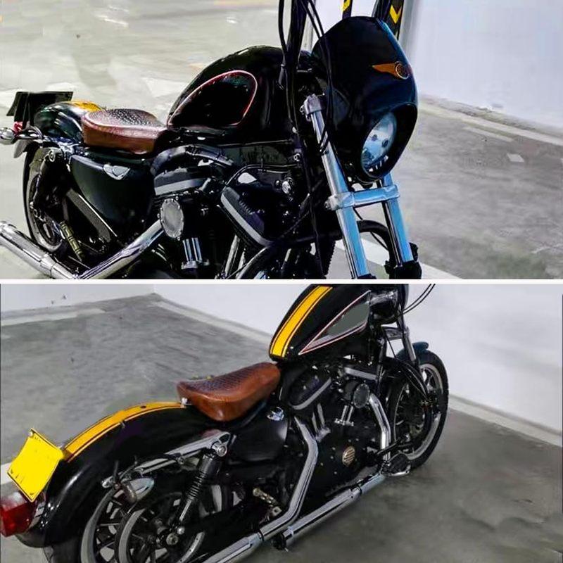 Motorcycle Crocodile Brown Driver Solo Seat Soft Front Cushion Compatible for Harley Sportster XL883 Forty Eight 48 XL1200X Seve