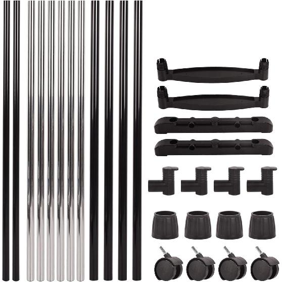 SUZANNE Mobile Clothes Rack with Double Rods, Versatile Garment Rack for Hanging Clothes in Bedrooms, Wheels for Easy Maneuverability - Black