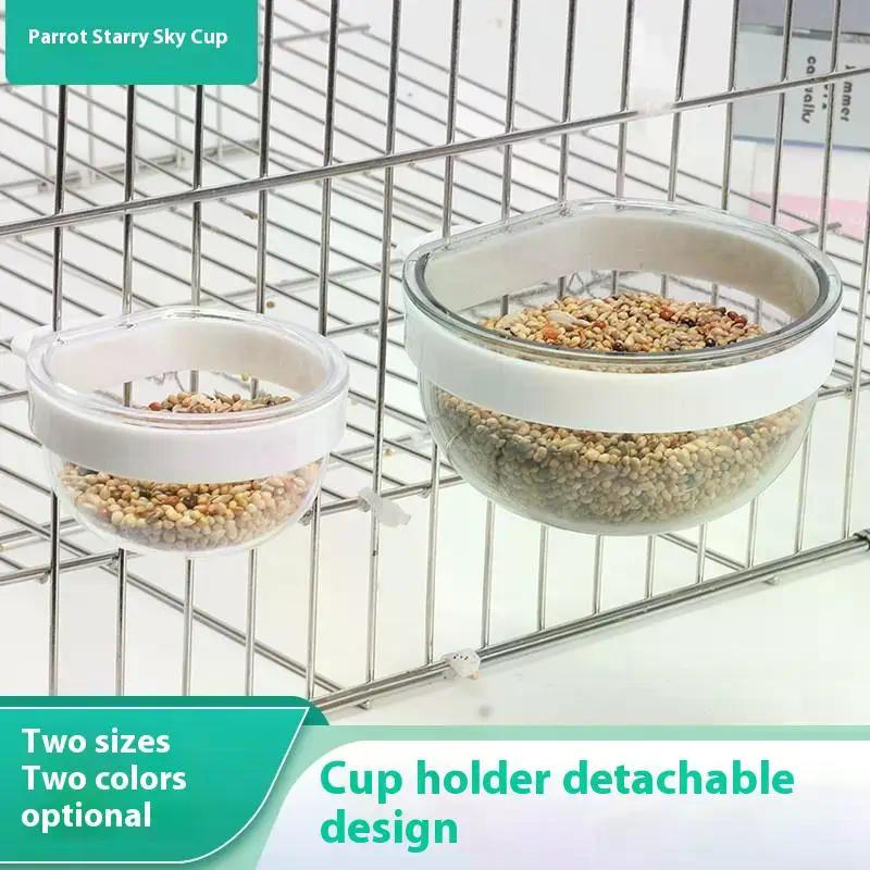 Bird Feeding Bowl Detachable Transparent Plastic Food Cup for Cage Convenient Hanging Seed Water Feeder Parrots