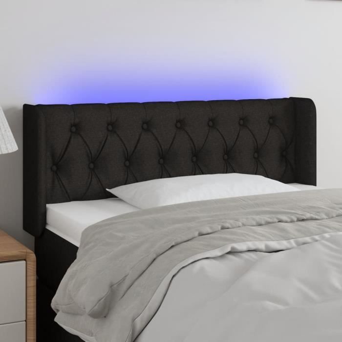3123556 vidaXL Tête de lit à LED Noir 93x16x78-88 cm Tissu