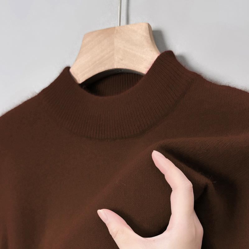 Men's Half-High Collar Thick Knit Sweater - Autumn/Winter Velvet Business Layer