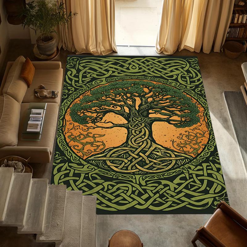

Celtic Green Tree Carpet Mat Rug Home Decoration Living Room Bedroom Floor Decor Mysterious Vintage Style Non Slip Rugs 30x50cm