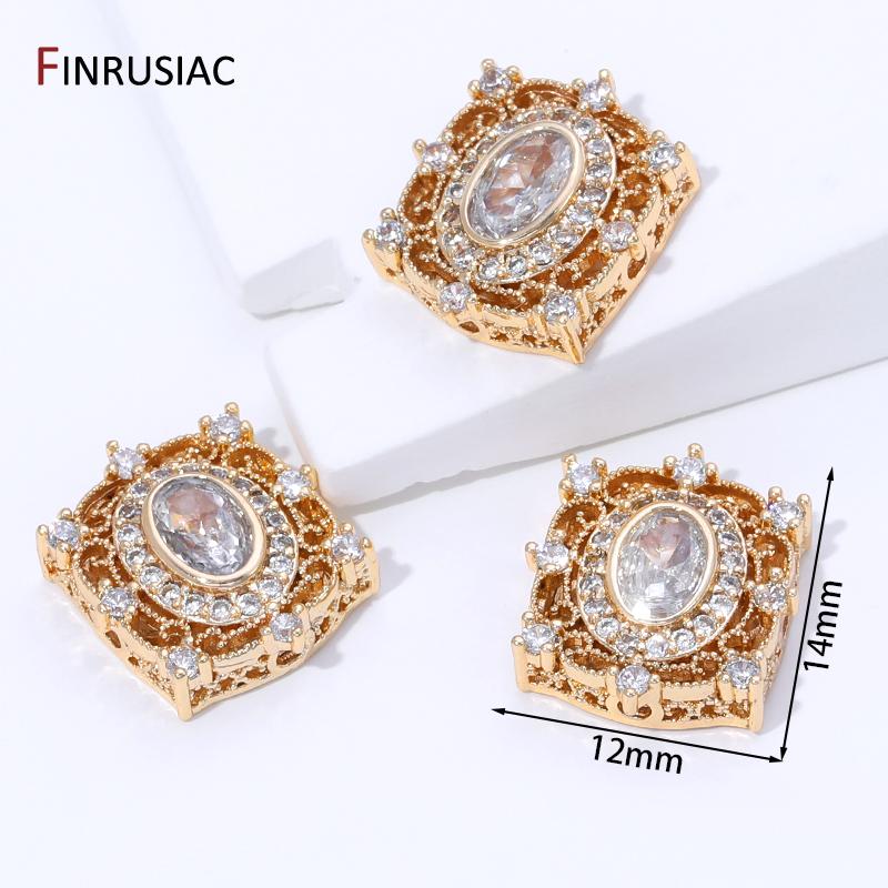 

14K Gold Plated Brass Inlaid Zircon Square Separator Beads For Jewelry Making,Spacer Bead DIY Bracelet Making Accessories 1 piece