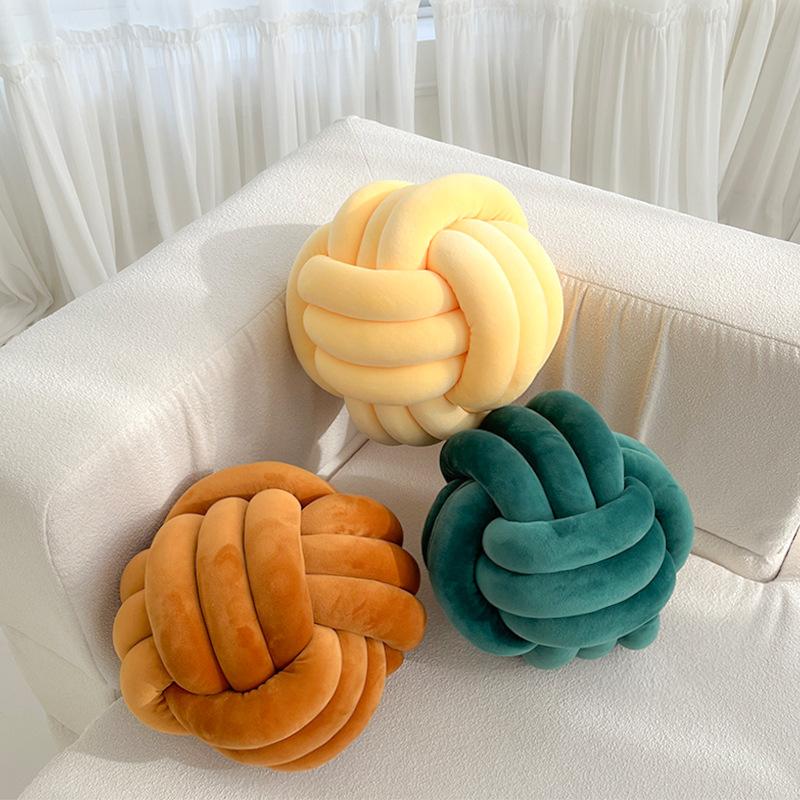 Soft Throw Pillow Hand Knot Cushion Sofa Round Handmade Knotted Ball Car Bedding Stuffed Pillow Bed Living Room Chair Home