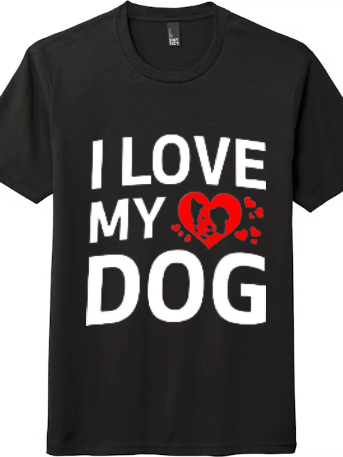 I Love My Dog Cute Dog Heart Graphic T-Shirt, Dog Lover Tee S