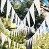 10m White Triangle Plastic Pennant Flags Wedding Birthday Party Decor Outdoor Bunting Garland for Camping Garden Baby Shower 5