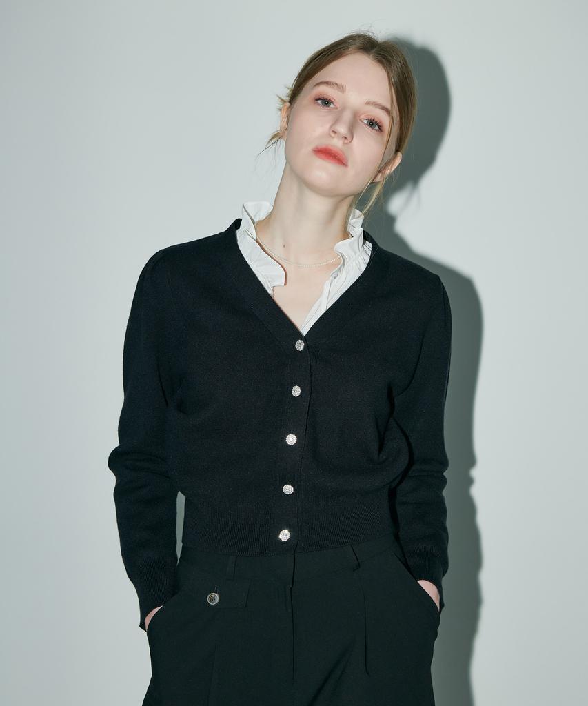 Lautrede Min Shine Black V-Neck Cardigan