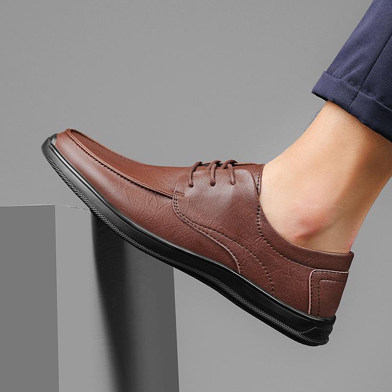 Spring New Men's Casual Leather Shoes Genuine Leather Business Men's Shoes Soft Sole Shoes Young Men Dad Shoes