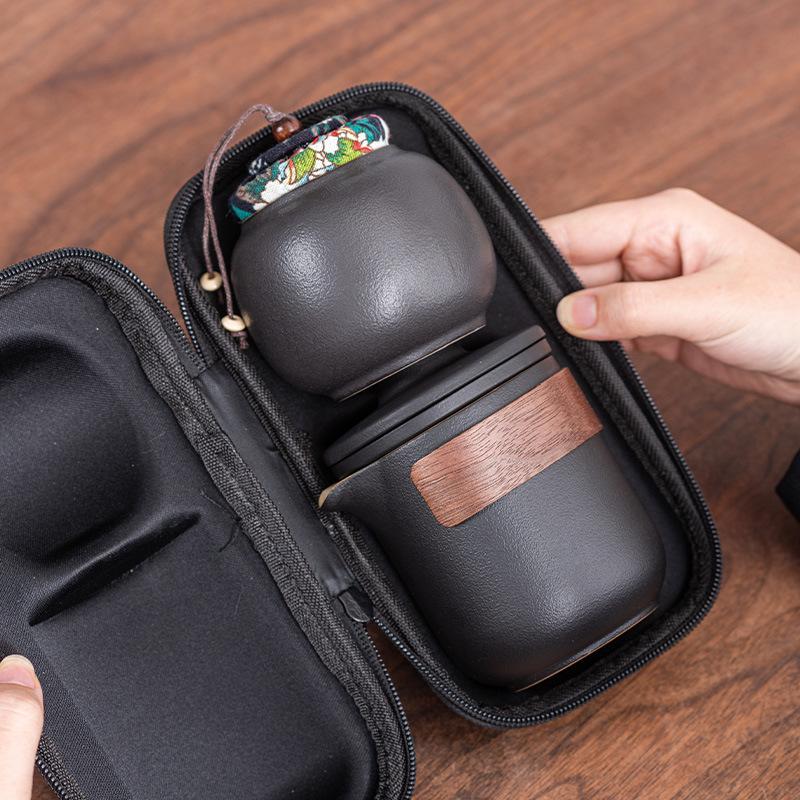 Travel Tea Set, Gift, High-end Ceramic Portable Outdoor Tea, One Pot of Four Cups, New Chinese Express Cup