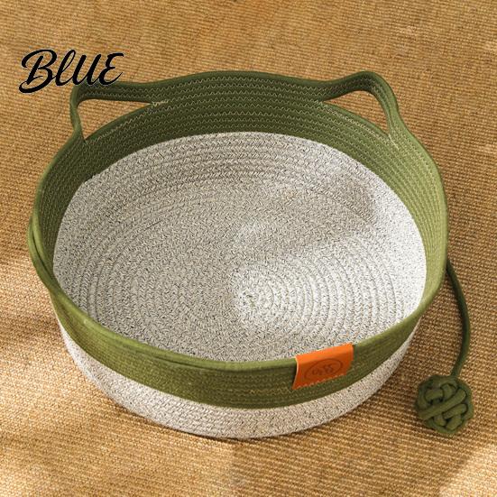 Cesta Traspirante per Gatti Giocattolo Tiragraffi Palla Interattiva Letto a Mano Corda Intrecciata Tappetino per la Salute Dentale