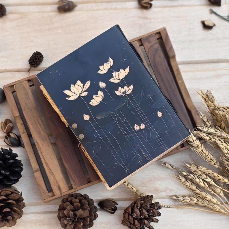Leather Journal Handmade Notebook | Floral Sketchbook | Writing Journal | Vintage Diary with Lock