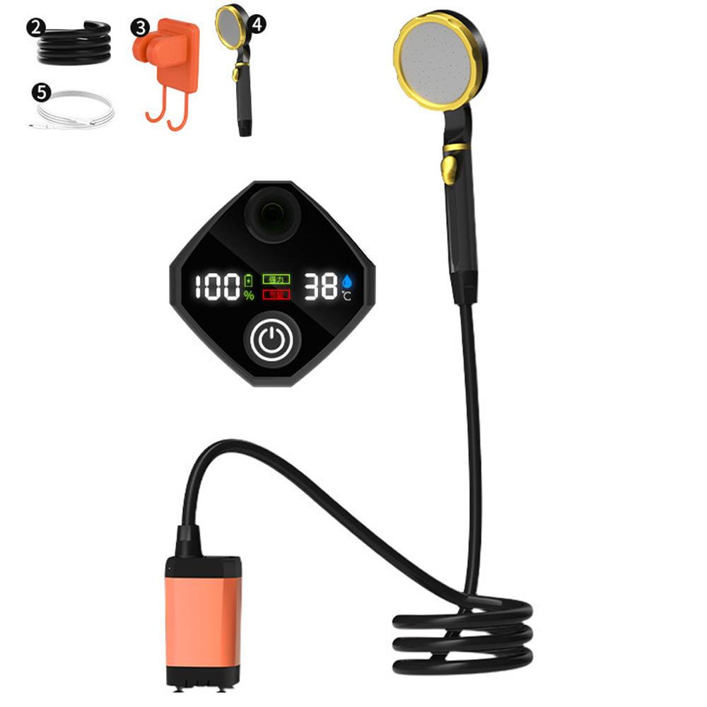 Pompa prysznicowa do użytku na zewnątrz, kempingowa, 6000 mAh/7800 mAh/9000 mAh, przenośna, akumulatorowa, elektryczna pompa prysznicowa z inteligentnym wyświetlaczem cyfrowym