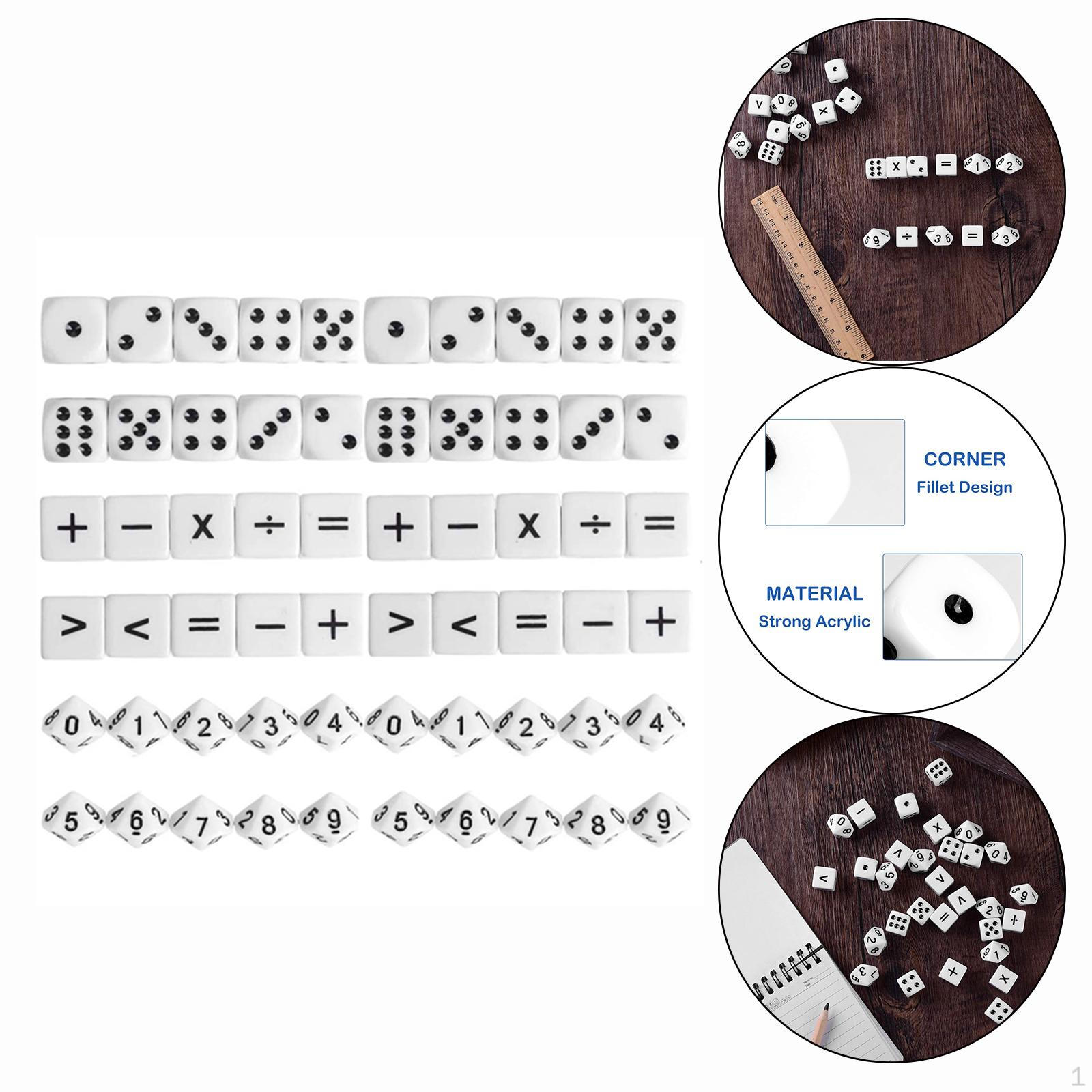 Mathematical Addition Subtraction Supplies Counter Die for Games Kids Student