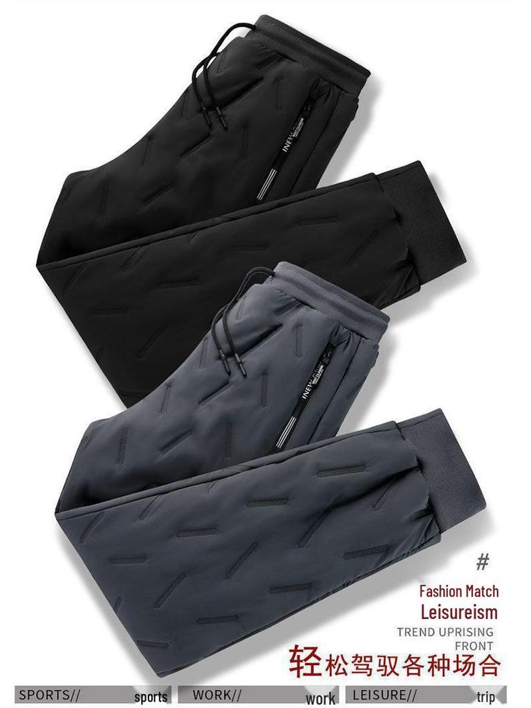 Men's Plus Size Fleece-Lined Lambswool Pants - Thick, Windproof, and Cold-Proof Winter Trousers