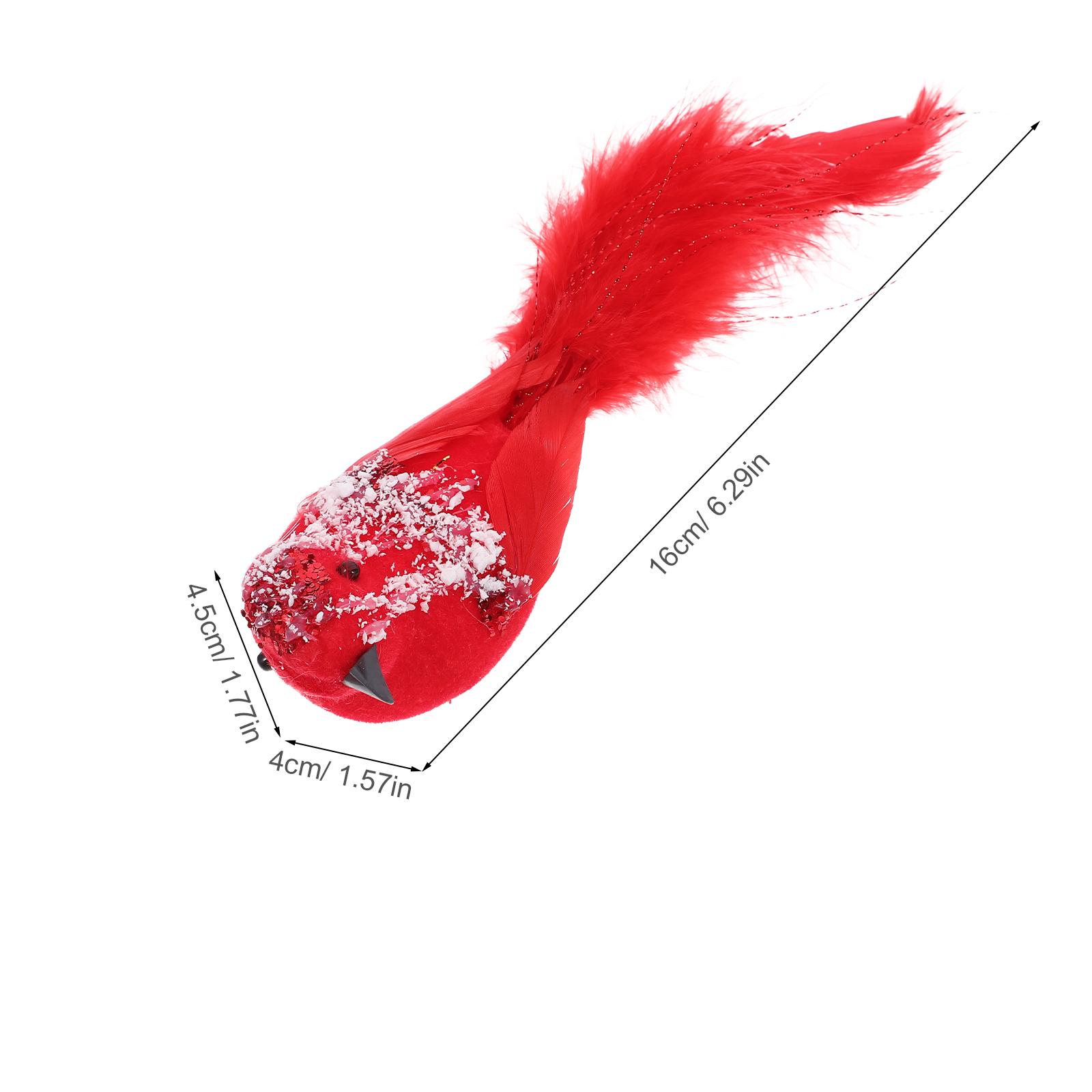 12 Pcs Artificial Bird Ornaments Cardinal Figurine Red with Metal Clip Christmas 13.5X4.5X4CM