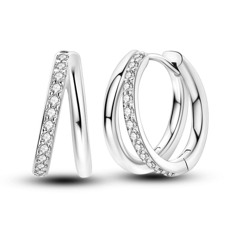 925 Silber Stern Mond Creolen Funkelnde Zirkonia Kleeblatt Ohrringe für Damen Hübscher Schmuck für Hochzeitsfeiern Geschenke