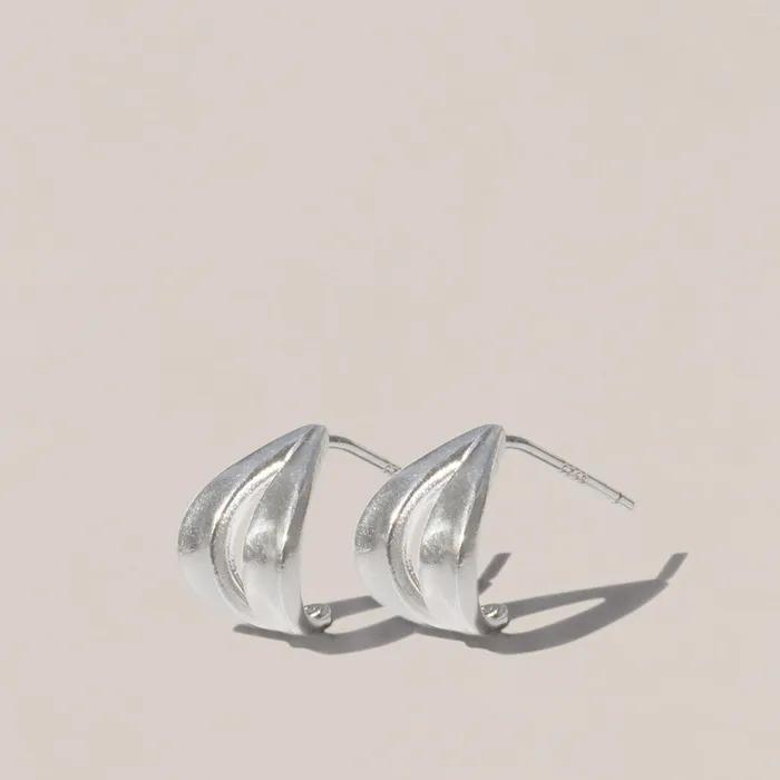 925 Silver Plain Bold Earrings Luaf