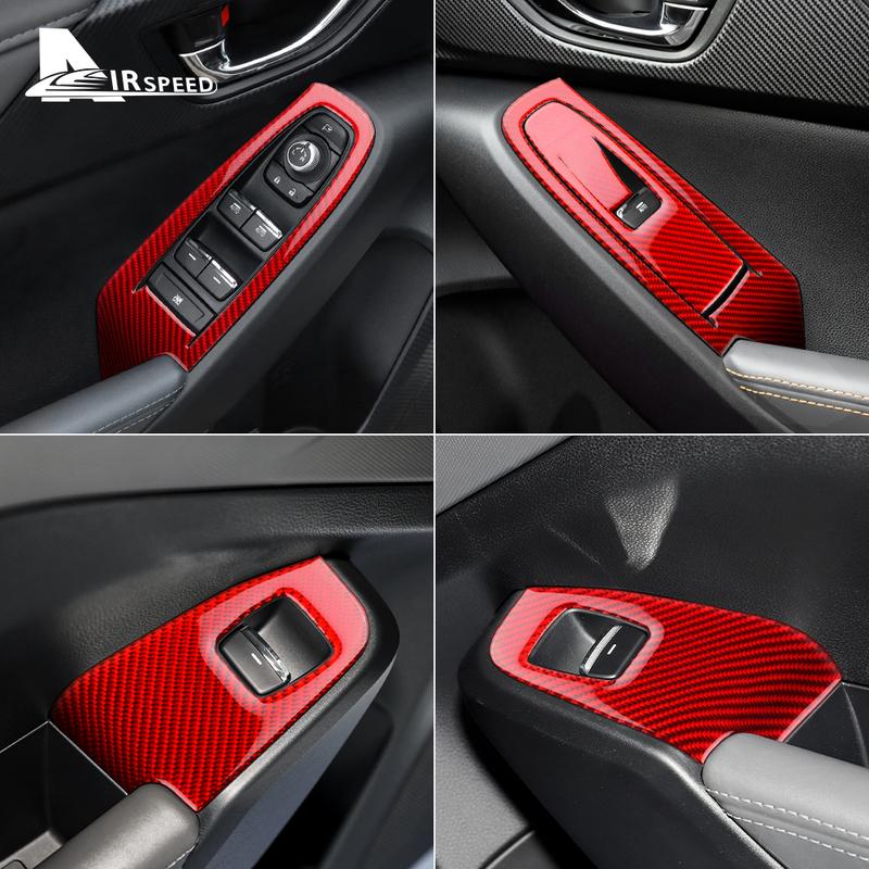 Real Soft Carbon Fiber Sticker For Subaru Crosstrek Impreza 2024 2025 2026 Car Door Window Button Frame Interior Accessories