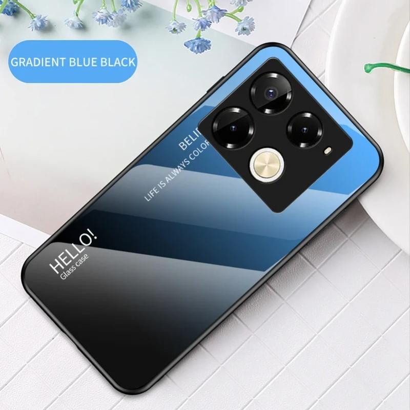 

Защитный чехол из закаленного стекла с градиентом для Infinix Note 40 Pro 30 Infinix Hot 40 Pro 40i 30i 20s 20i Smart 8 7, глянцевый чехол Infinix Note 40 Pro 4G чёрный/синий