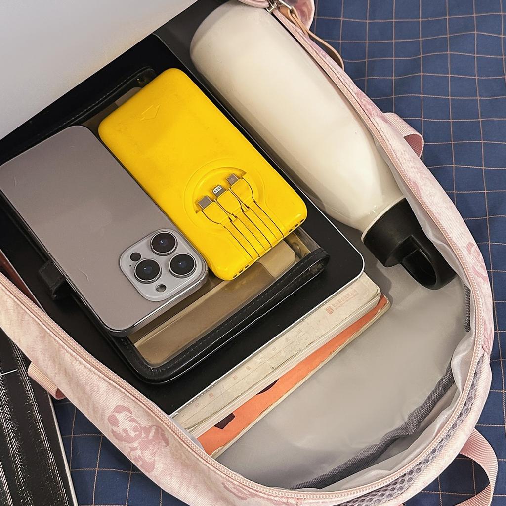 Schoolbag new Korean version ins bear printed schoolbag female high-value junior and high school students multi-compartment college style backpack