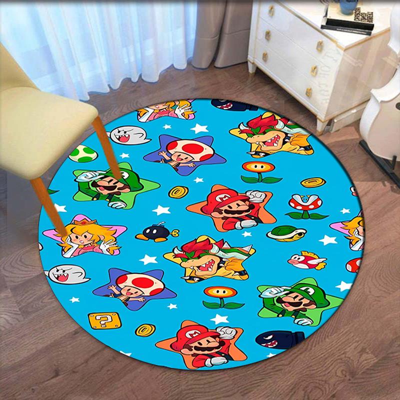 Mario Printed Round Rug Carpet Chair Rug Area Rug Entryway Doormats,for Office Chair Living Room Bedroom Kitchen Room.