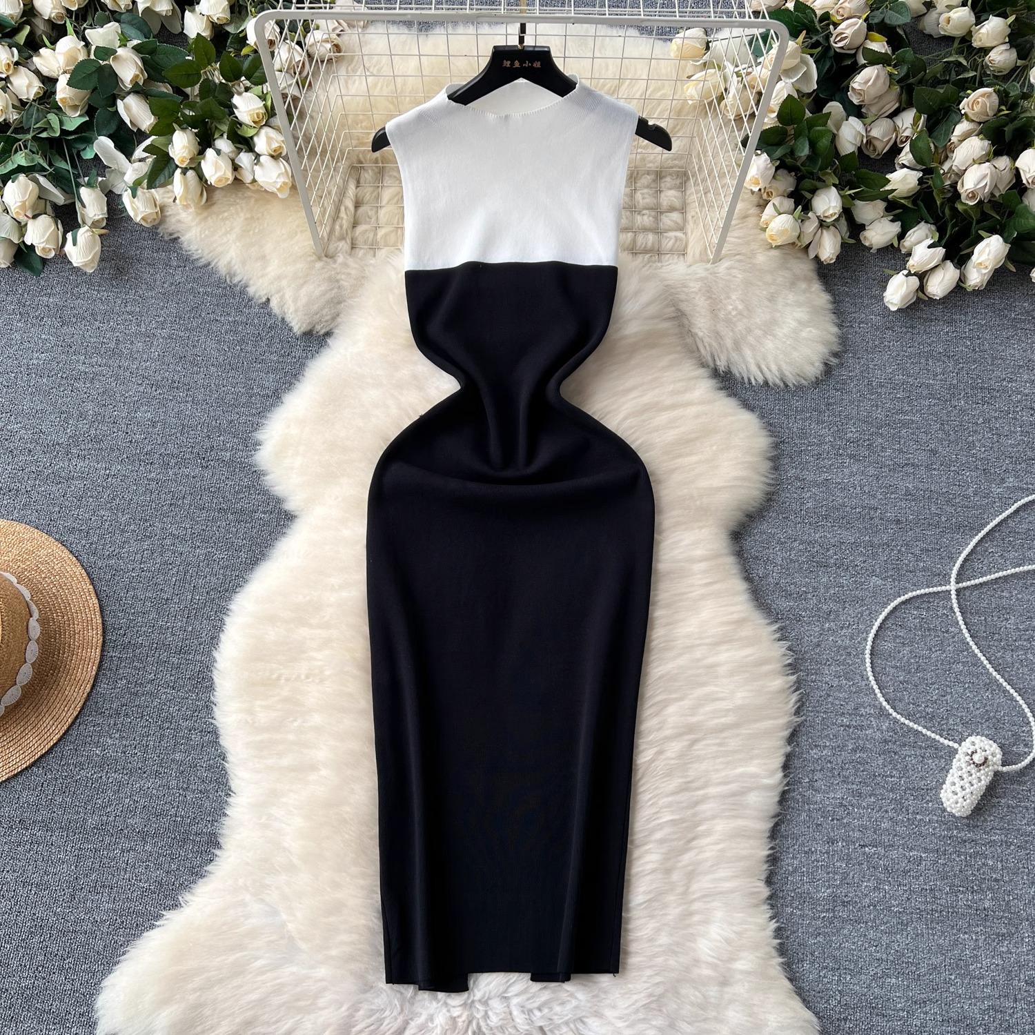 

Сексуальное облегающее платье с разрезом на бедрах, длинное платье 2024 года, новое модное трикотажное летнее платье без рукавов, уличная женская одежда One Size белый