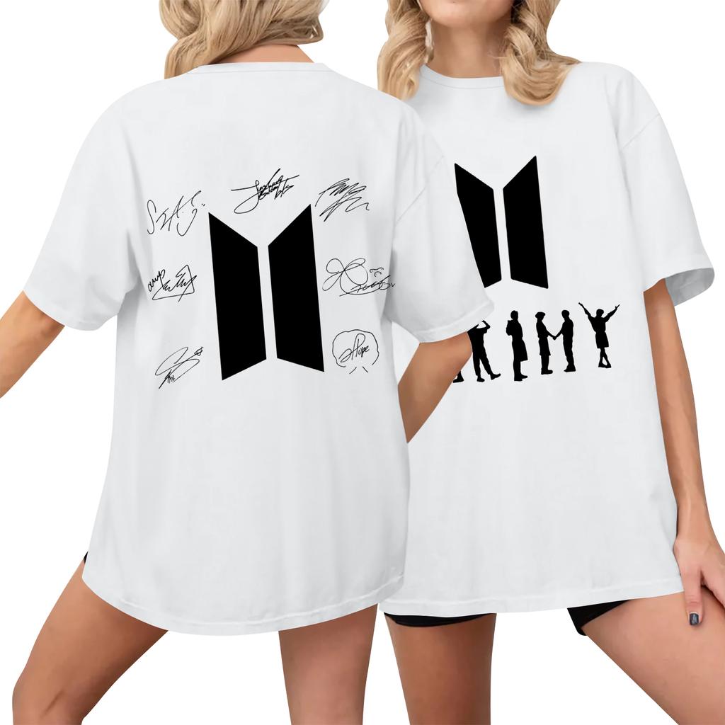 Dámské ležérní tištěné tričko s kulatým výstřihem, svetr s krátkým rukávem