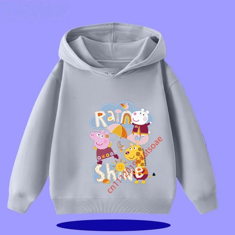 Peppa Pig Children's Hooded Sweatshirt 2026 New Style Cartoon Print Boys' Sport Shirt Girls' Casual Shirt