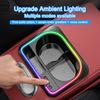 Car Armrest Cushion Leather Center Console Cover LED Ambient Lighting,with Storage Bags Phone Slot Charging Port Tissue Holder
