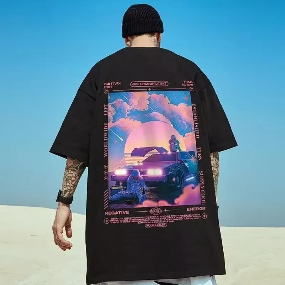 Summer New Casual Loose T-shirt Short Sleeved Men's Fashion Loose Printing Large 8XL Hip Hop Couple Wear Half Sleeve Cotton Top