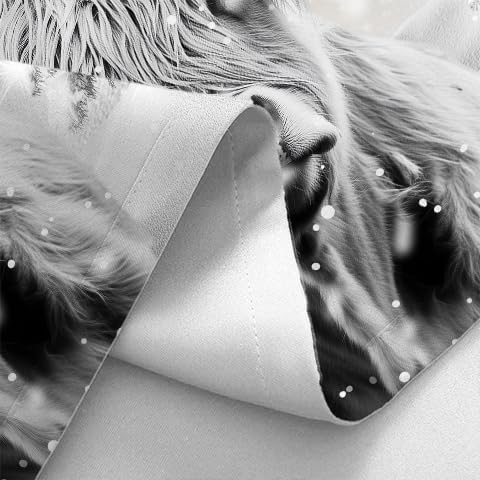 Christmas Shower Curtain Set, Farmhouse Funny Western Cow Fabric Shower Curtains, Merry Christmas Winter Forest Snow Pine Tree