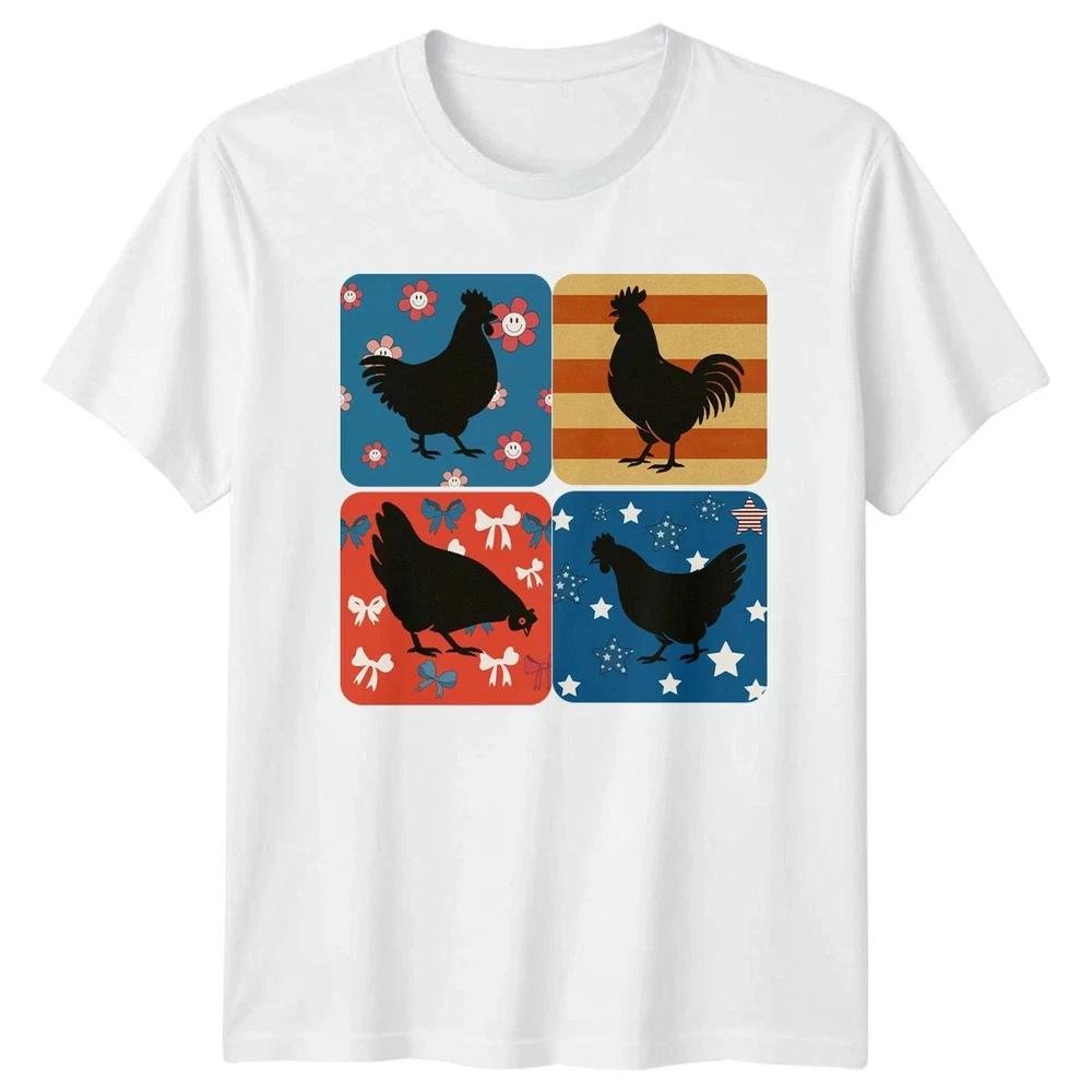 Chicken Rooster Americana Unisex T Shirt 4th Of July Gift S