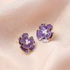 Orecchino a lobo con fiore di camelia color viola e perla sintetica per donna, gioiello semplice con smalto colorato, personalità, regalo per ragazza
