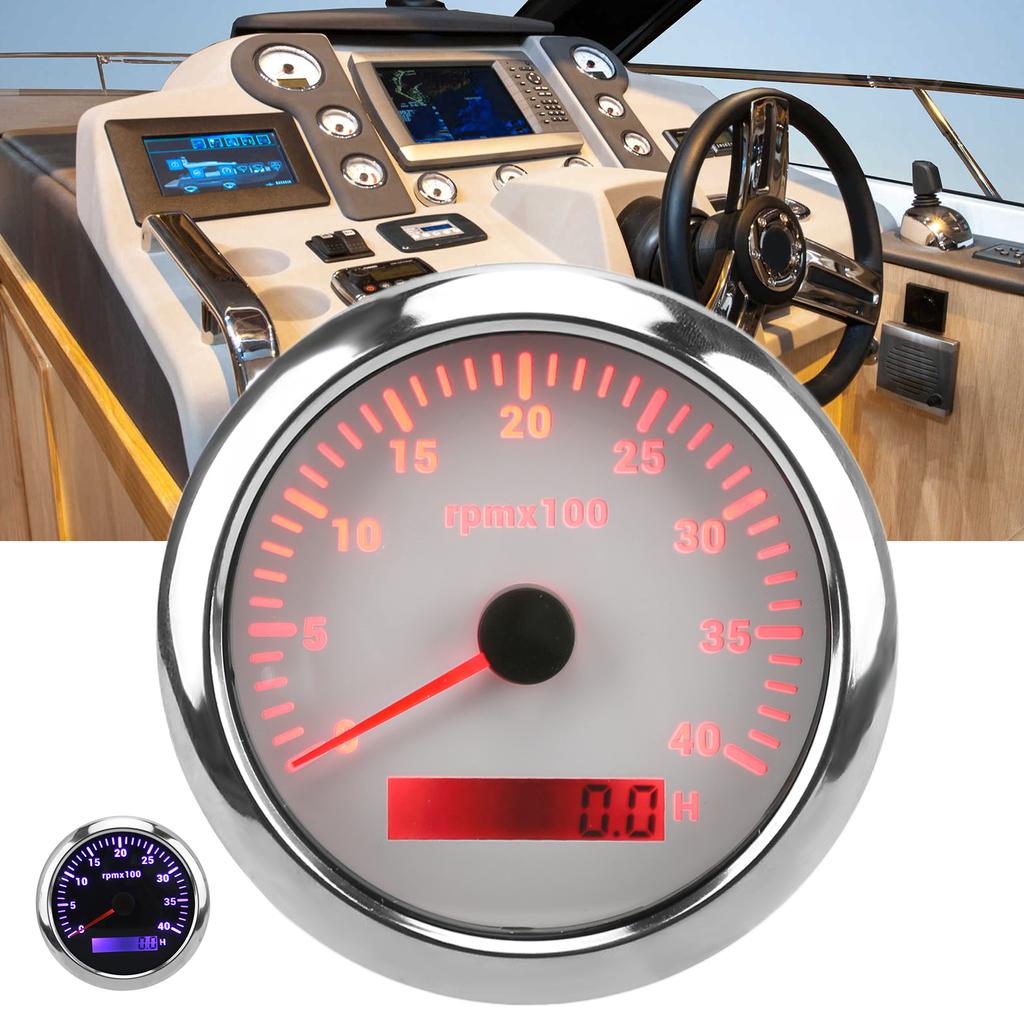 4000RPM Tachometer Tachometer Gauge 85mm Tachometer Gauge 4000RPM IP67 Waterproof with 7 Color Backlight for Car Boat RV Yacht