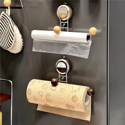 AB34-Kitchen Paper Towel Holder 1Pc Iron Non-Drilling Stainless Steel Suction Cup Design