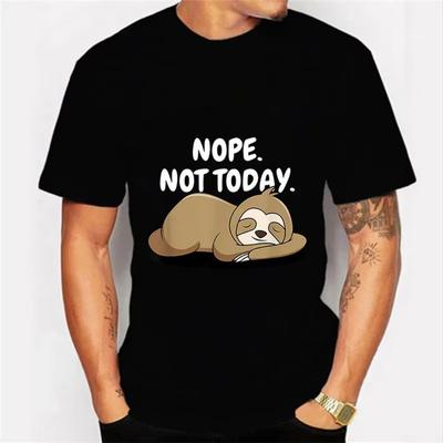 Nö Heute Nicht Grafik T-Shirt Lustiges Faultier T-Shirt Mode Harajuku T-Shirt Übergroß Herren Marken T-Shirt Hip Hop T-Shirt Vintage