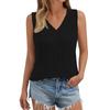 New Sleeveless Knitted Large-V-neck Solid-color Striped Pull-top Vest
