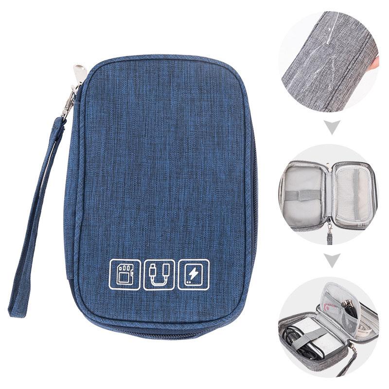 

Сумка-органайзер для электронных аксессуаров Многофункциональная сумка для хранения кабелей для передачи данных для павербанка, зарядных устройств, USB-кабелей, наушников темно-синий