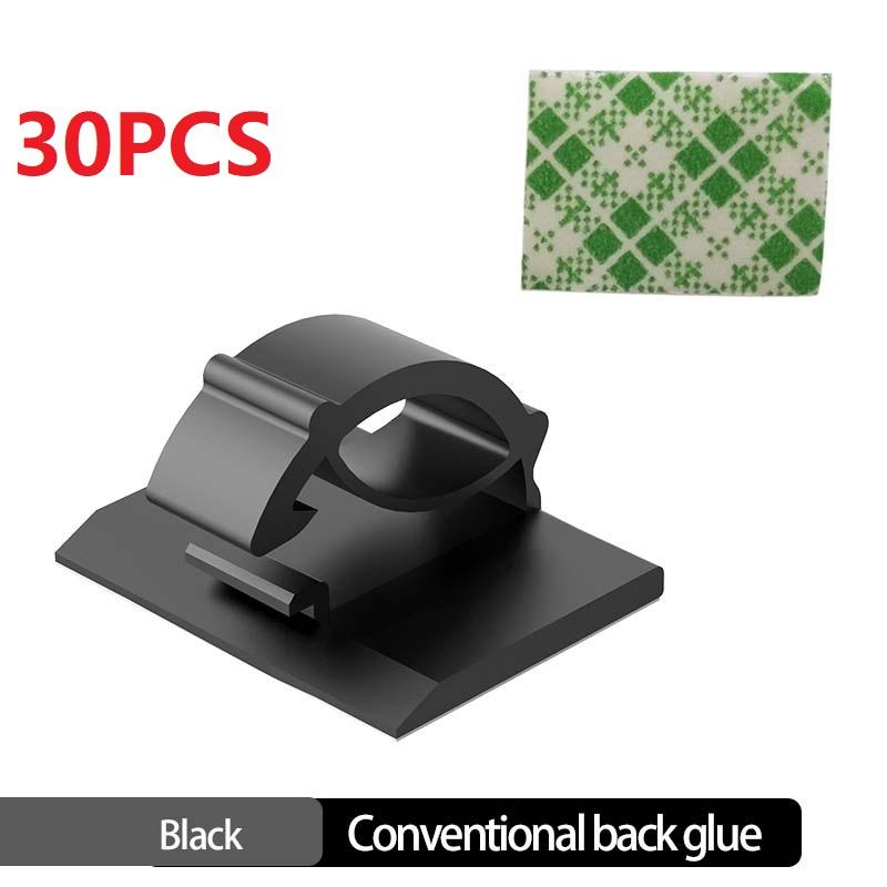 

Набір із 30 самоклеючих кабельних кліпс - Організатор шнурів різних розмірів для організації проводів на робочому столі, Тримач для USB/зарядних кабелів (Чорний)