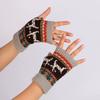 WTEMPO 1Pair Christmas Deer Pattern Knitted Gloves Couple Halloween New Half-finger Mittens Soft Colorful Warm Gloves