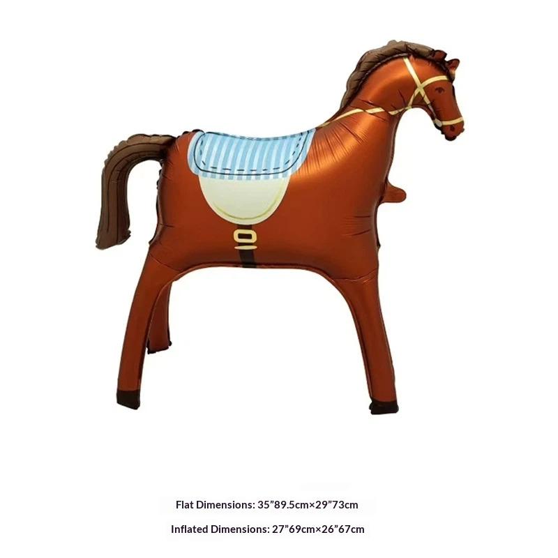 1Pc Animal Horse Aluminum Foil Balloons Baby Shower Birthday Party Decorations Black White Brown Horse Helium Balloon Kids Toys