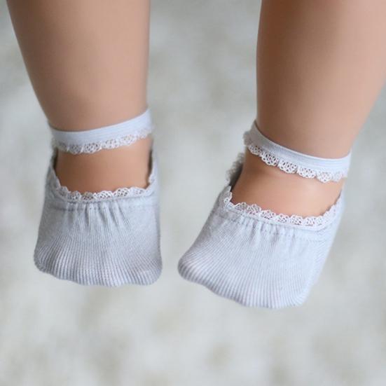1 paar tüdrukute sokid ühevärvilised hingavad elastsed beebitüdruku pitsilised sokid suveks