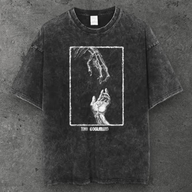 Mens Dark Tarot Card Graphic Cotton T Shirt Black Punk Style Streetwear S-4XL S