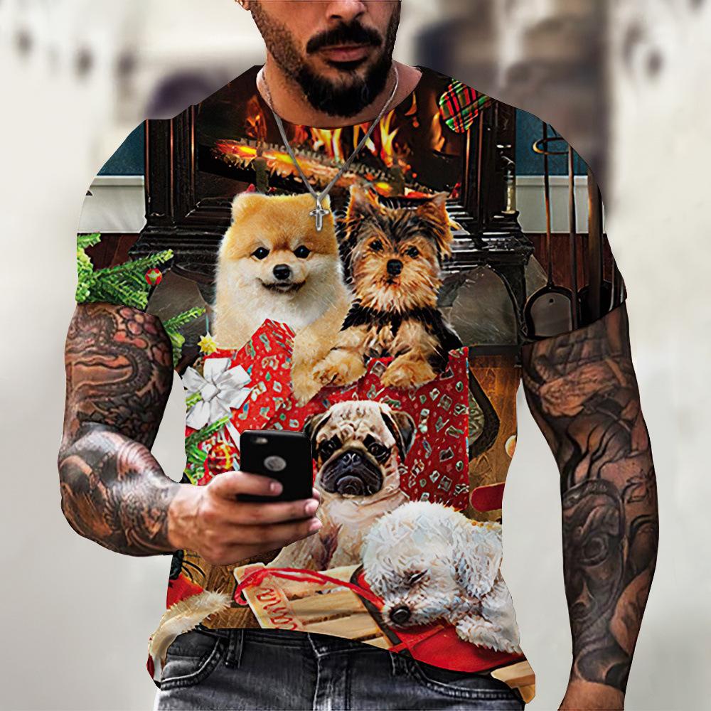 

Летний топ с круглым вырезом, 3D-принтом животных, собак, кошек, модная повседневная мужская футболка с короткими рукавами 6XL