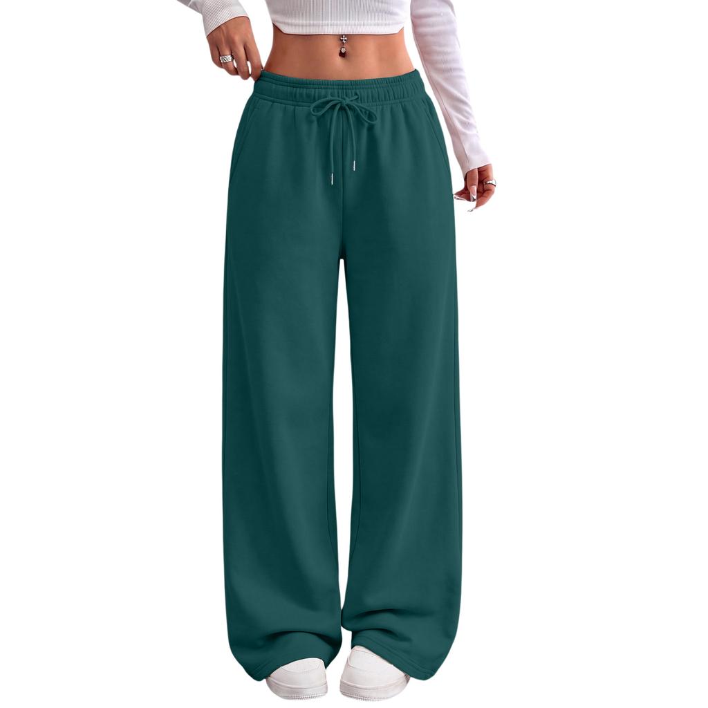 Damen Locker geschnittene Wide Leg Jogginghose mit Kordelzug für den täglichen lässigen Look