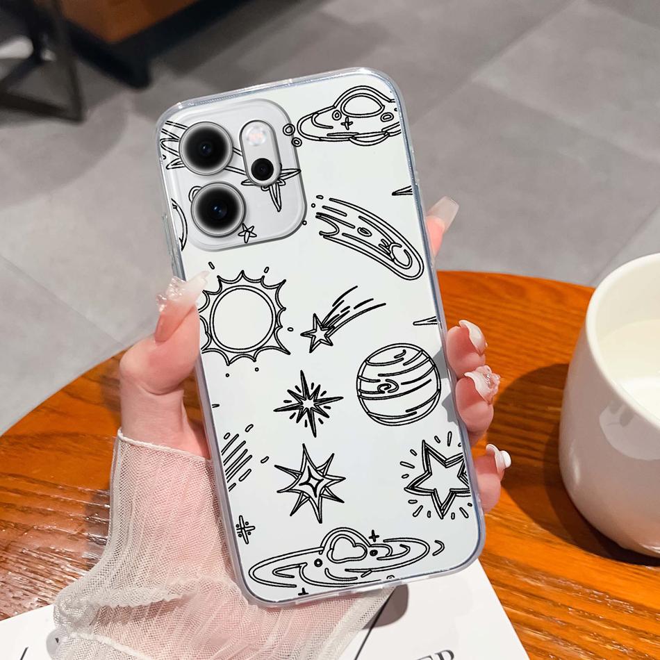 For Oppo Reno 14F 5G Phone Case Leisure Style Patterns Soft Silicone TPU Transparent Lightweight Cover For Oppo Reno14 F Capa